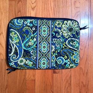 Vera Bradley laptop case, blue and green, about 17x12"